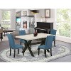 5-Piece Natural Oak Finish Solid Wood Top Dining table with 4 Chairs with - 2 of 4