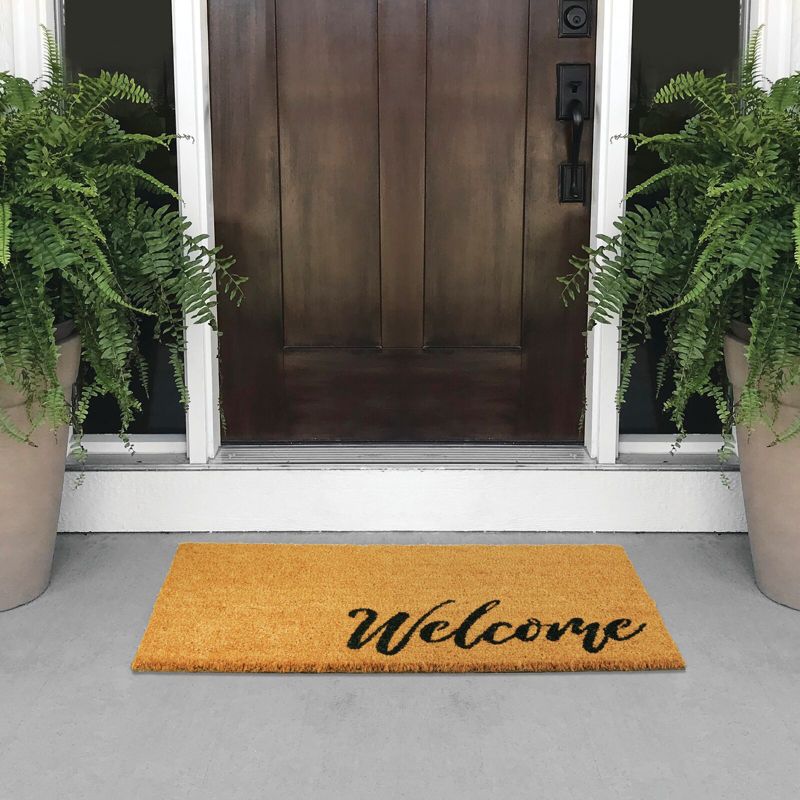 mDesign Welcome Entryway Doormat with Natural Fibers, 2 of 7