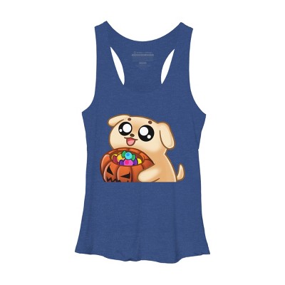 Women's Design By Humans Halloween Candy Pup By Puppers Racerback Tank Top