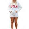 Women's Embroidered Usa Cropped Sweatshirt - day + moon - 2 of 4
