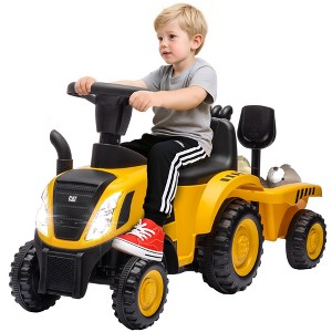 Qaba Ride-On Excavator for Kids, Caterpillar Licensed Ride-On Construction Toy with Shovel & Trailer, No Power Ride-on Tractor for 18-36 Months - 1 of 4