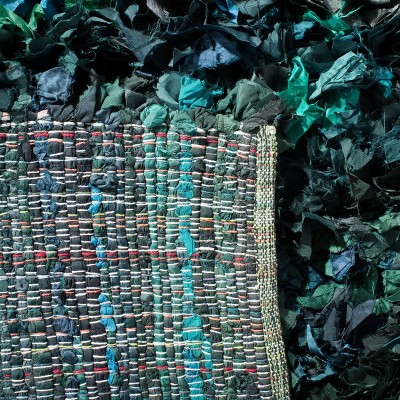 Handmade Green Multi Tufted Shag Square Area Rug