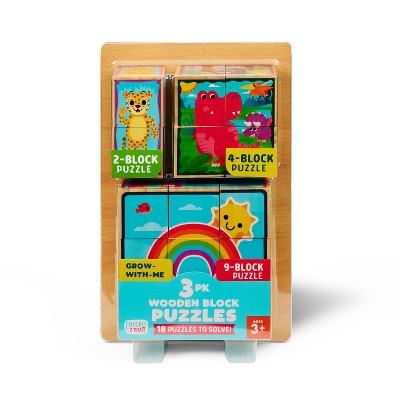 Chuckle &#38; Roar Wooden Block Kids 15 pc Puzzle - 3pk_1