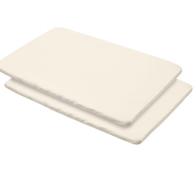 BreathableBaby All-in-One Fitted Sheet & Waterproof Cover, For 39" x 27" Play Yard Mattress (2-Pack), Ecru