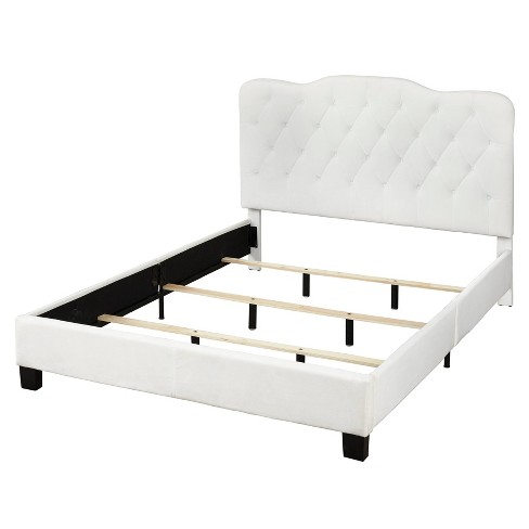 Queen Tessa Upholstered Bed White, White Upholstered Headboard And Frame