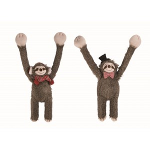 Transpac Plush Hanging Christmas Sloth Set of 2 Christmas Home Decorations - 1 of 1