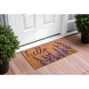 HomeRoots 17" X 29" Natural Black and Purple Coir Floral Hello Outdoor Door Mat - 2 of 4