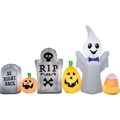 Gemmy Airblown Inflatable Ghost in Cemetery Scene , 5 ft Tall, White