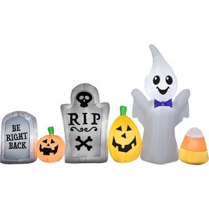 Gemmy Airblown Inflatable Ghost in Cemetery Scene , 5 ft Tall, White - 1 of 2