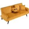 NicBex Minimalist Corduroy Couch,Straight-Line Sofa with Retractable Cup Holder,Modern Couches for Sitting and Lying in Living Room,Bedroom - 2 of 4
