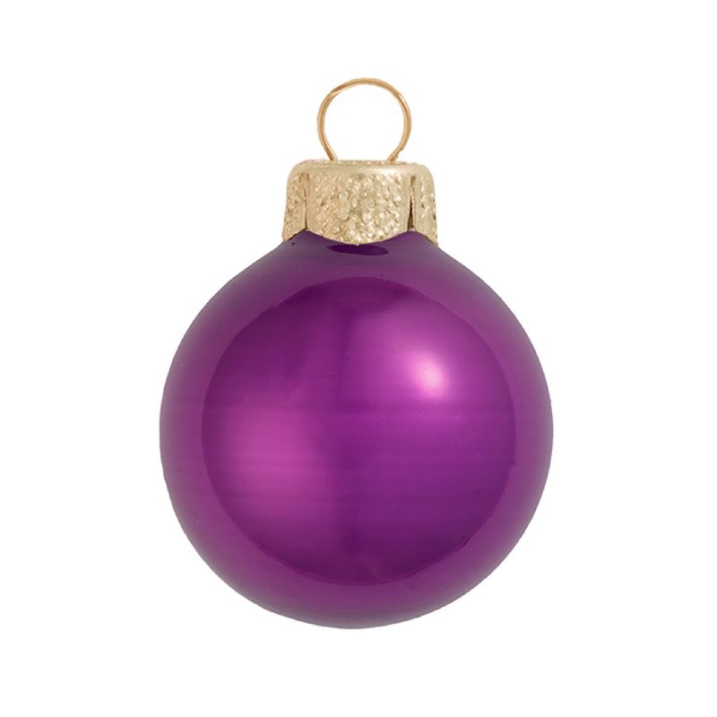 Northlight Pearl Finish Glass Christmas Ball Ornaments - 6" (150mm) - Purple - 2ct, 1 of 2