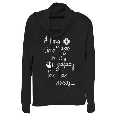 Juniors Womens Star Wars A Time Ago in a Galaxy Far Far Away Cowl Neck Sweatshirt - image 1 of 3