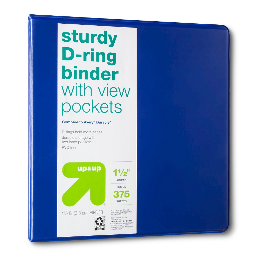 up & up - 1.5" Durable Ring Binder Clear View - Blue