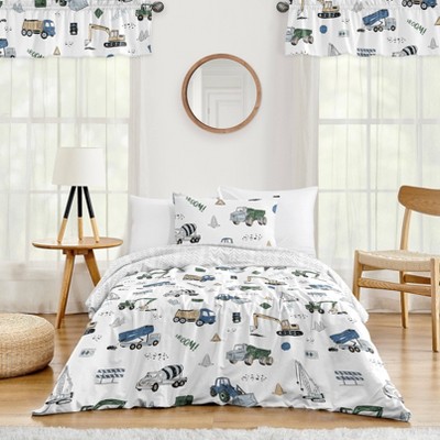 4pc Construction Truck Twin Kids Comforter Bedding Set Green And Blue Sweet Jojo Designs Target