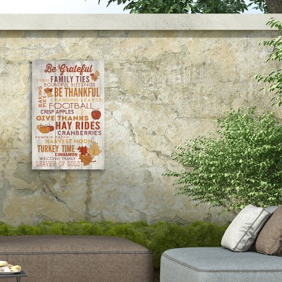 Thanksgiving Collage Outdoor Canvas Print in White and Orange