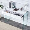 DOMETOUR White MDF Minimalist Dresser Desk with Double Drawers, Desktop Computer Table, Simple Design for Various Home Styles - 4 of 4