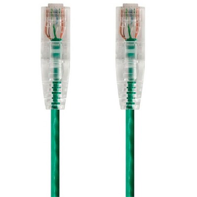 Monoprice Cat6 Ethernet Patch Cable - 3 feet - Green | Snagless RJ45 Stranded 550MHz UTP CMR Riser Rated Pure Bare Copper Wire 28AWG - SlimRun Series