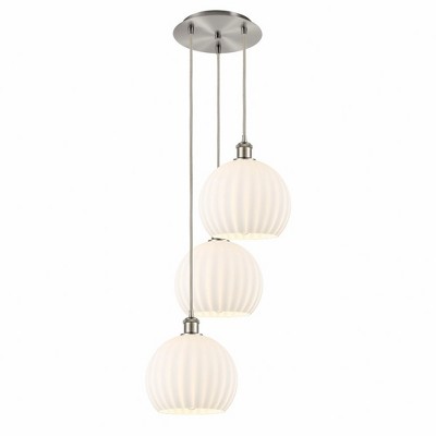 White Venetian - 3 Light Cord Hung Multi Pendant In Modern Style-41.25 Inches Tall and 16.5 Inches Wide