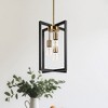 DORESshop 3-Light Black and Brass Industrial Lantern Pendant Light for Dining Room Entryway No Bulbs Included - 2 of 4