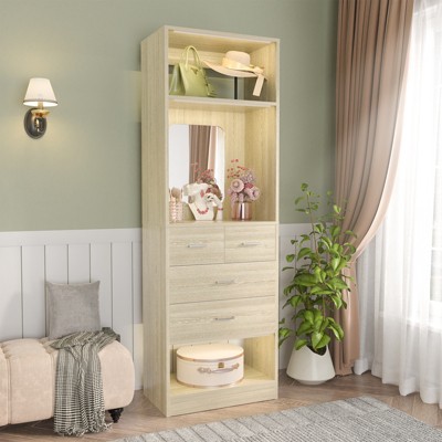 Aheaplus Closet System with Mirror And Drawers