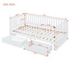 NicBex Twin Size Wood Montessori Bed with 2 Drawers,Floor Bed with Safety Guardrails and Split Into 2 Beds,Modern Toddler Bed for Bedroom,White - 3 of 4