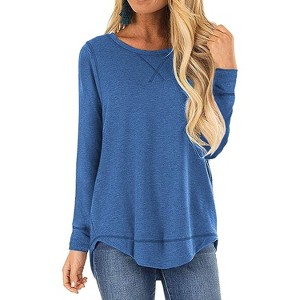 Haute Edition Women'S Cross Stitch Loose Fit Long Sleeve Tee With Plus - 1 of 1