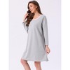 INSPIRE CHIC Women's Stripe Pajamas Nightshirt Lounge House Dress Sleep Shirts Sleepwear Long Sleeve Nightgowns - 2 of 4