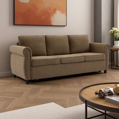 81.5" Polyester 3-Seater Sofa Bed with Memory Foam Mattress