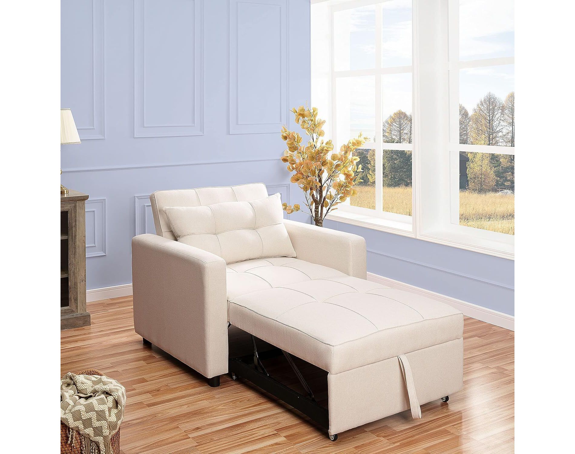 Home Imports Emporium Convertible Sleeper Chair in Cream, Linen