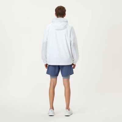 Alilang Men's Lightweight Hooded Windbreaker Jacket with Full Zip Closure Elastic Cuffs and Adjustable Hem Design - Small, White — фото 4