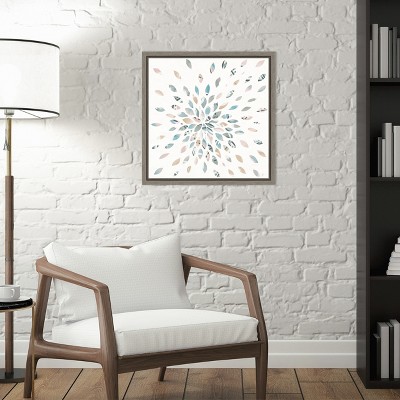 16" x 16" Pastel Floral Canvas Print with Gray Frame