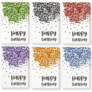 Best Paper Greetings 48 Greeting Happy Birthday Card Bulk Box Set Confetti Designs w/Envelopes, 4"x6" - 1 of 4