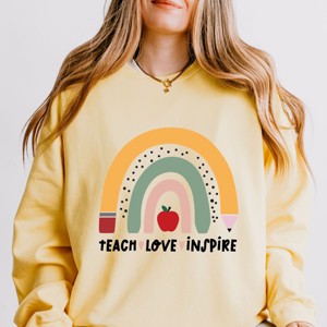 Simply Sage Market Teach Love Inspire Rainbow Lightweight Garment Dyed Sweatshirt - 1 of 4