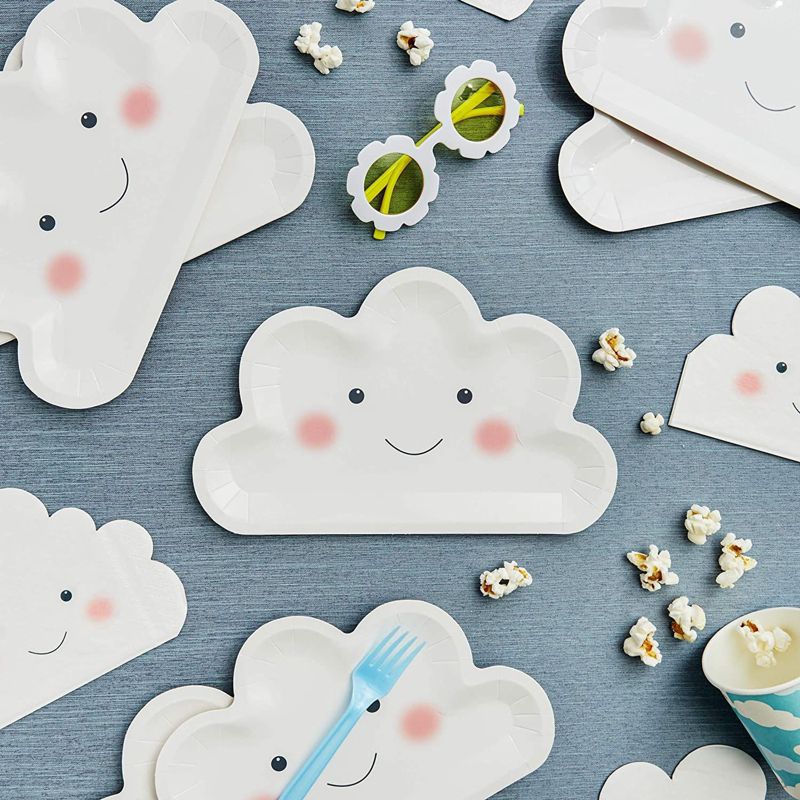 Sparkle and Bash 48 Pcs White Cloud Disposable Party Paper Plates Girl Boy Baby Shower Birthday Supplies 10 in., 2 of 7
