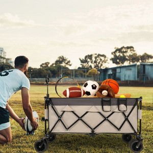 CAVINAS Extended Heavy-Duty Wagon Cart, Foldable Shopping Cart with 7" All-Terrain Wheels, Shopping Wagon for Camping - 1 of 4