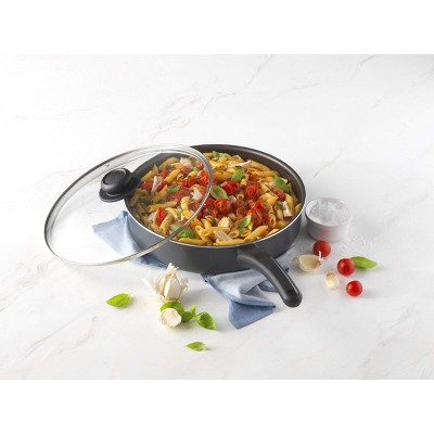 11" Black Nonstick Aluminum Deep Saute Pan with Lid