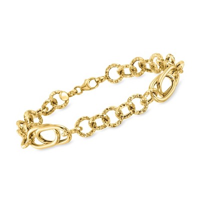 Ross-Simons Italian 14kt Yellow Gold Alternating Cable and Oval-Link Bracelet