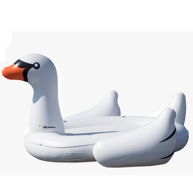 Solstice 116" Giant Inflatable Swan Shaped 4-Person Raft Island - White, 1 of 5