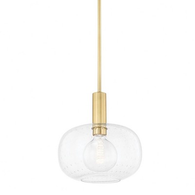 Mitzi Harlow 1 - Light Pendant in  Aged Brass Clear Seeded Shade