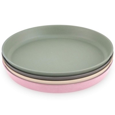 WeeSprout Bamboo Plates, Kid-Sized Bamboo Kids Plates, Dishwasher Safe Bamboo Plate for Kids, 4 pack