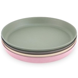 WeeSprout Bamboo Plates, Kid-Sized Bamboo Kids Plates, Dishwasher Safe Bamboo Plate for Kids, 4 pack - 1 of 4