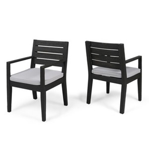 GDFStudio Agnew Outdoor Acacia Wood Dining Chairs with Cushion (Set of 2) - 1 of 4