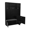 NicBex Coat and Shoe Rack Entryway Hall Tree with Bench with 3 Hooks, 3 Shoe Cubbies, and 3 Shelves, Black - 3 of 4