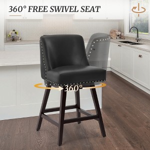 Arceso 26 Inch Bar Stools, 1pc Swivel Counter Stools with Back, Upholstered Barstools, Solid Wood Legs with Footrest - 1 of 4
