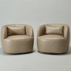 KINWELL 34" Wide Swivel Faux Leather Armchair Upholstered PU Leather Accent Chairs, Set of 2 - 3 of 4