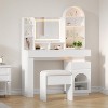 Acekool Makeup Vanity Desk with Mirror and Lights, 3 Drawers, 11 Open Shelves, Power Outlet, Stool, Adjustable LED, White - 2 of 4