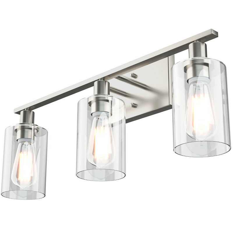 Tangkula Bathroom Vanity Light Modern Wall 3-Light  Sconce Fixtures W/ Clear Glass Shade, 3 of 7