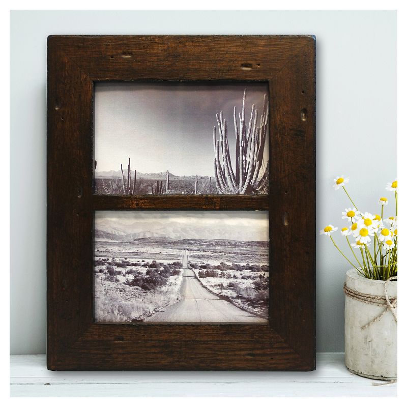 Rustic Wood Holds Two 4"x6" Frame - Threshold&#8482;, 4 of 7
