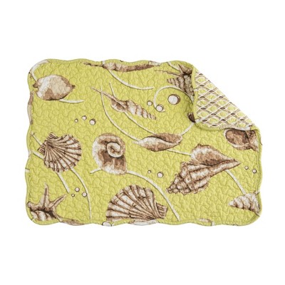 Green and Brown Cotton Quilted Reversible Placemat Set of 6