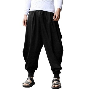 COOFANDY Men Harem Pants Baggy Linen Cotton Boho Yoga Pants Summer Beach Pants Casual Drop Crotch Trouser - 1 of 4
